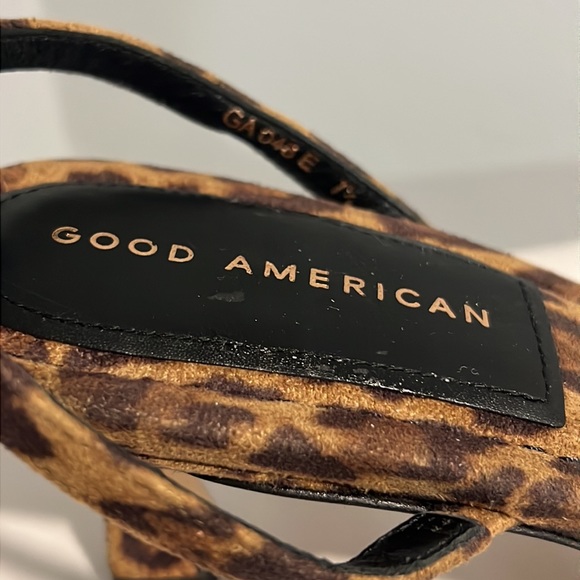 Good America Leopard Print Square Toe Sandal Heel - Picture 13 of 13